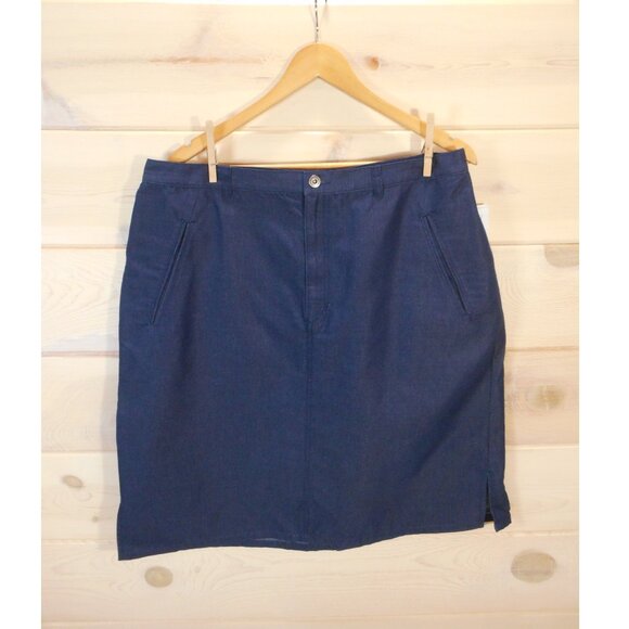 Liz Claiborne Women's size 16W Chambray Skirt Navy Blue Knee-Length NWT - Picture 1 of 10